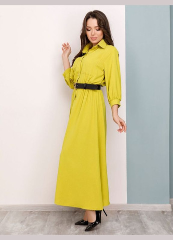 Оливкова сукня sa-169 оливкова ISSA PLUS однотонна