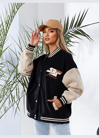 Черная демисезонная куртка бомбер AST