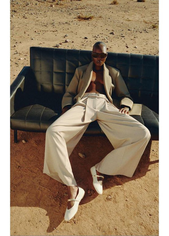 Широкі штани із защіпами та тонким ременем Zara (352767226)