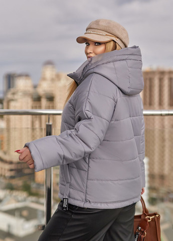 Серая зимняя зимняя куртка с капюшоном No Brand