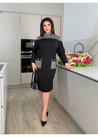 Черное кэжуал женское платье No Brand в клетку