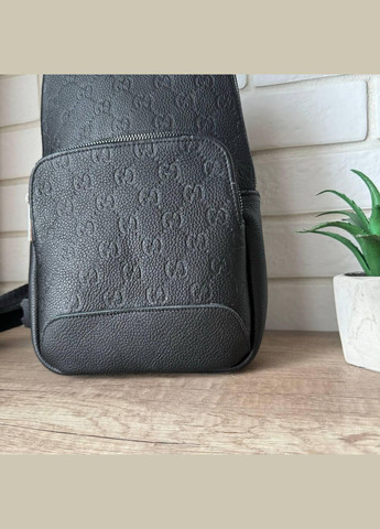 Мужская кожаная сумка бананка стиль Гуччи тиснение. Барсетка-слинг на груди, на плечо стиль Gucci No Brand (334731074)