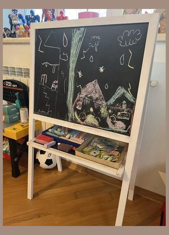 Мольберт дитячий двосторонній магнітний колір, дошка для малювання, для крейди, маркерів і магнітів 3в1, МРК1в Масяня (334727148)