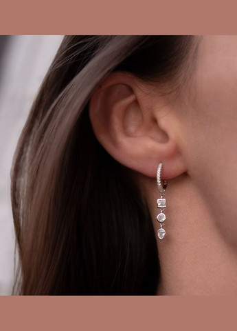 Срібні S925 сережки висячі з камінням білих фіанітів, сережки з висюлькою, довгі срібні сережки, подарунок дівчині CC2 Etre (292401659)