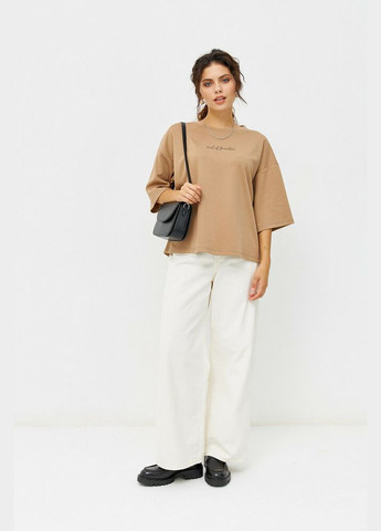 Футболка свободного кроя бежевая MKRM4227-1 Modna KAZKA - (336933510)