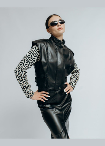 Жилет короткий кожаный черный RED EXP. (305697392)