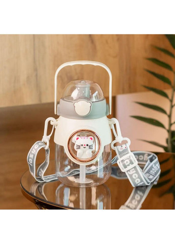 Бутылка для воды с трубочкой 820 мл детская с ручкой и ремешком HPGM2217G Happy Life (369654164)