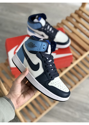 Синій Осінні кросівки чоловічі і жіночі nike air jordan 1 retro high patent blue toe| найк джордан 1 ретро сині No Brand