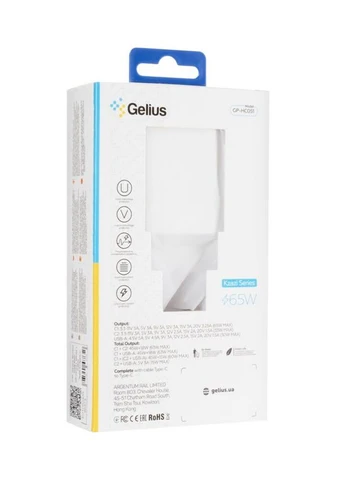 Сетевое зарядное устройство для Nimble GaN 65W GP-HC051 + кабель Type-C/Type-C White Gelius (317192160)