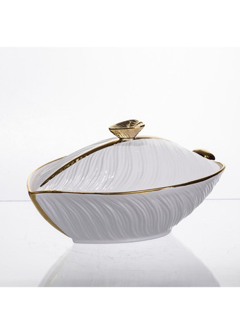 Супниця 800 (мл) каструля 26×18×14 (см) з кришкою Білий з золотом Yiwu (370801302)