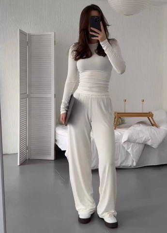 Повсякденний базовий костюм двійка: приталена кофта + прямі штани Україна (322760563)