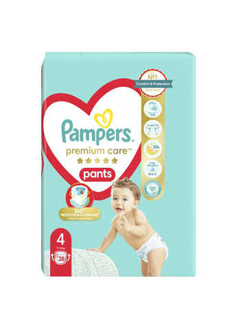Підгузки-трусики Premium Care Pants 4 (9-15 кг), 38 шт. Pampers 81670015 (332944313)