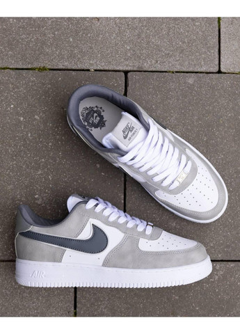 Білі Зимовий кросівки чоловічі nike air force white silver найк аір форс 1 преміум No Brand