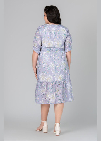 Сиреневое повседневный платье прямого силуэта из рукава прошвы декорирован фигурным манжетом all posa (ap101987p) A'll Posa