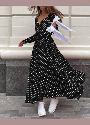 Чорна святковий, спортивна, повсякденний, вечірня, ділова ніжна весняна сукня на запах SAVOY BRAND