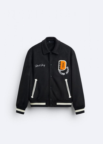 Черная демисезонная куртка Zara замшева 8281 469 BLACK