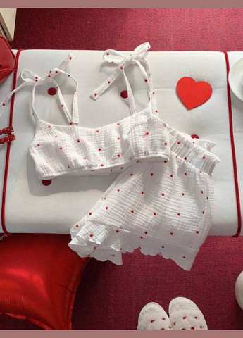 Біла піжама жіноча топ + шорти Гермес