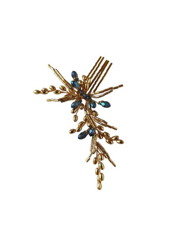 Прикраса у зачіску гребінець ручної роботи з бусинами натурального гематиту та кришталем (HB-0069) Ksenija Vitali (307257231)