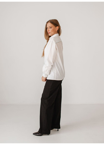 Белая классическая, повседневный, кэжуал рубашка однотонная No Brand с длинным рукавом