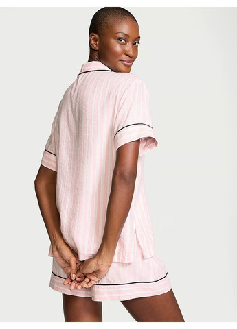 Комбинированная всесезон пижама с шортами flannel short pajama set Victoria's Secret