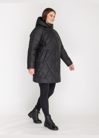 Чорна зимня зимовий жіночий пуховик великого розміру SK
