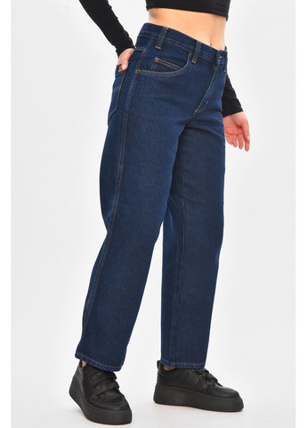 Джинси жіночі однотонні темно-синього кольору Let's Shop - (371316133)