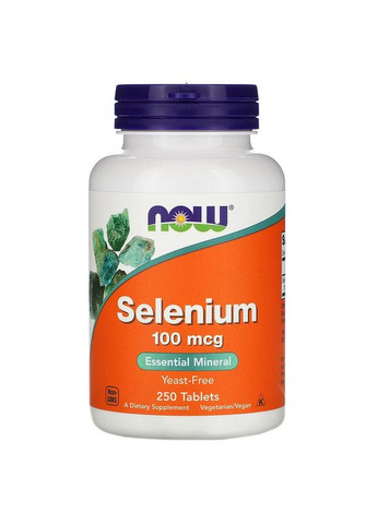 Селен 100 мкг Selenium селенометіонін без дріжджів 250 таблеток Now Foods (263517313)