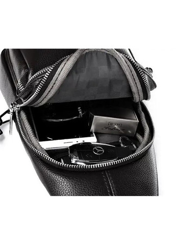 Мужская кожаная слинг сумка-рюкзак через плечо черная MK 83423 Tiding Bag (372792931)