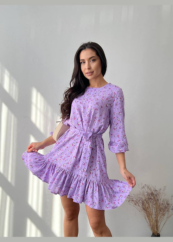 Фіолетова жіноча сукня з поясом колір лаванда р.42/44 454111 New Trend