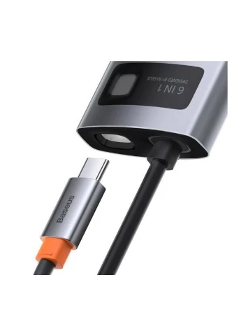 Адаптер USB Хаб Metal Gleam Series 6-in-1 Multifunctional Docking Station Gray CAHUB-CW0G Baseus (327072302)