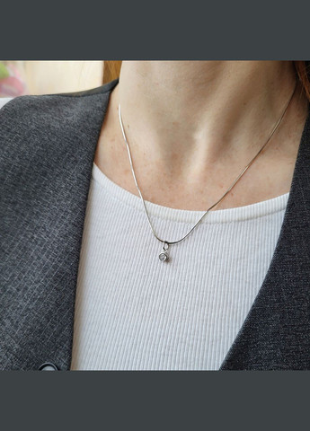 Серебряная подвеска подвес Белый Камень 5 мм в оправе Серебро 925 пробы Родированное п2ф/1166 0.50г No Brand (306741874)