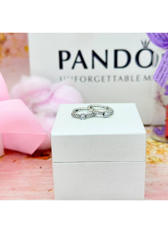 Серебряные серьги с бриллиантами "Блестящие хупы" 299406C01 Kabluchka (355345765)