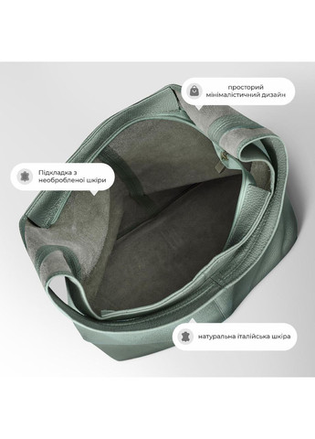 Хобо Зелено-сірий - Італійська жіноча м’яка сумка-хобо із натуральної шкіри без підкладки на блискавці (011943-sag-D96) TAKEASY (365875780)