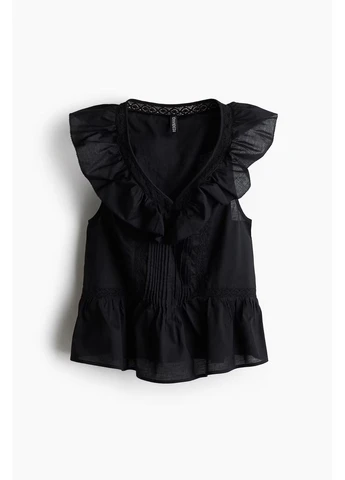 Чёрная блузка с баской H&M
