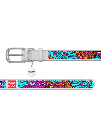 Нашийник для собак шкіряний Design з "Літо" Ш 15 мм Д 27-36 см білий WAUDOG (279561490)