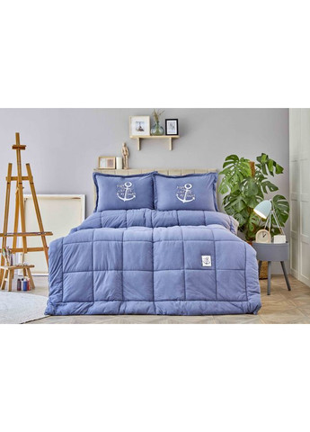 Набор постельного белья с одеялом Toffee indigo индиго полуторный Karaca Home (285778499)