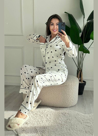 Белая всесезон пижама с принтом рубашка + брюки Garna