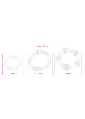 Кільце на пеніс набір 3 шт, кільце на член ерекція з кульками прозорий різного розміру China (317747676)
