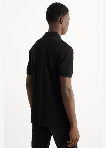 Черная футболка-поло из хлопка для мужчин C&A однотонная