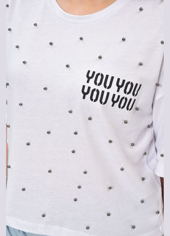 Футболка женская однотонная белого цвета Let's Shop - (332565054)