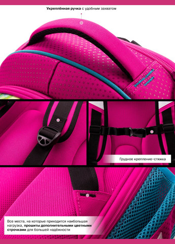 Ортопедический рюкзак (ранец) в школу розовый для девочки с Мишкой 36х30х16 см в 1 класс (6011) Winner (293504226)