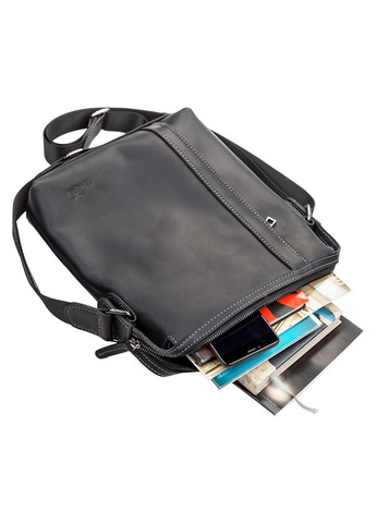 Сумка мужская 11098 кожаная Черная Shvigel (298570553)