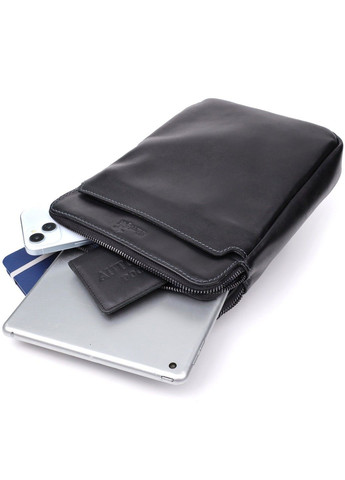 Красивая мужская сумка через плечо из гладкой натуральной кожи 20871_1 Черный Shvigel (362971713)