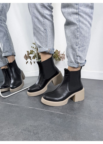 Короткі демісезонні черевики-челсі чорного кольору на стійкому невисокому каблуці (відшив 3 дні) Paradize (371763620)