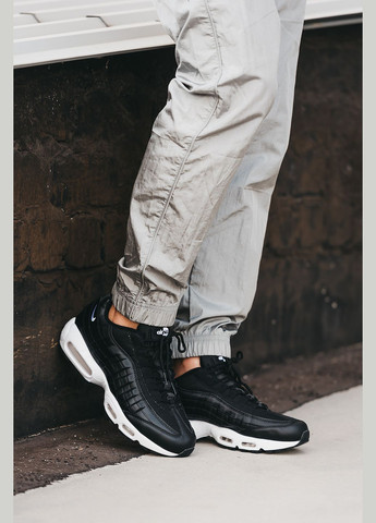 Чорні всесезон кросівки чоловічі nike air max 95 black white | найк аір макс 95 чорні білі No Brand