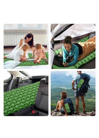 Надувной коврик каремат с подушкой встроенным насосом для туризма походов кемпинга 225х70 см (477779-Prob) Зеленый Unbranded (299869874)