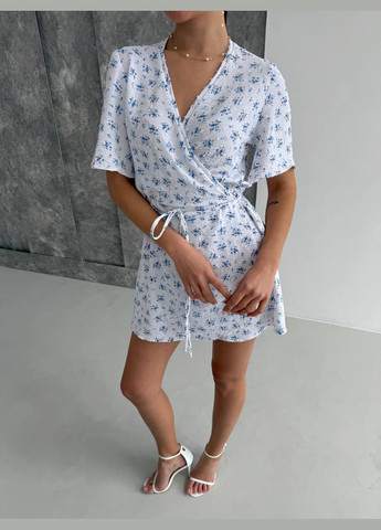 Блакитна повсякденний, кежуал сукня у квітковий принт No Brand з квітковим принтом