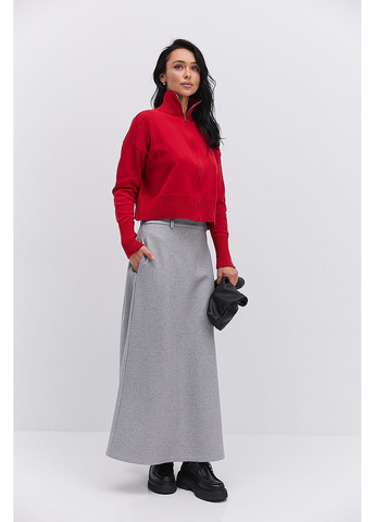 Жіноча вязана кофта на блискавці з високим коміром світло-молочна Arjen (370601761)