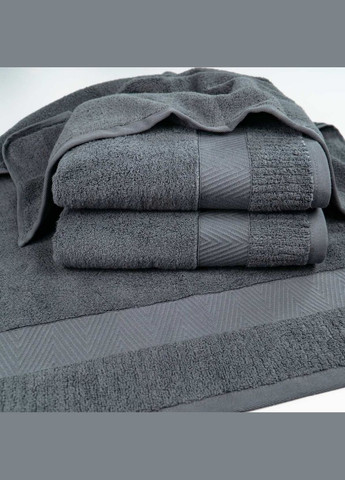 GM Textile комплект махрових рушників зеро твіст бордюр 3шт 40x70см, 50x90см, 70x140см 550г/м2 (сірий) сірий виробництво -