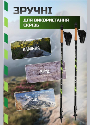 Палки для скандинавской ходьбы 9111 Lykke Green 80-135 см (пара) + 2-е пары сапог + чехол PowerPlay (320676461)